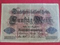 Райх банкнота 50 марки 1914г. Германия перфектна за колекционери 28216, снимка 5