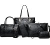  Комплект от 6 броя луксозни дамски чанти /Цвят: Черен;, снимка 1 - Чанти - 43255544