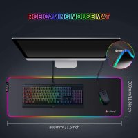 RuoCherg RGB игрална подложка за мишка 800x300,за геймъри,противоплъзгаща гумена основа и водоустойч, снимка 3 - Други - 43283907