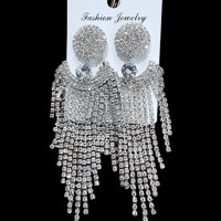 Луксозни висящи обеци с кристали #18523-16, снимка 1 - Обеци - 40740479