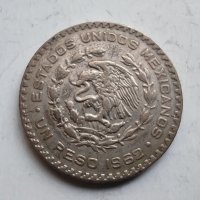 1 песо сребро Мексико 1962г, снимка 4 - Нумизматика и бонистика - 38410770