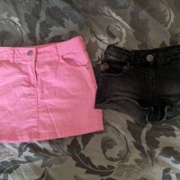 Къса розова пола дънкови панталонки момиче 128 140 размер, снимка 1 - Детски къси панталони - 33322925
