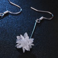 НОВИ елегантни висящи обеци с кристал снежинка/звездичка, снимка 3 - Обеци - 37451828