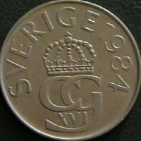 5 крони 1984, Швеция, снимка 2 - Нумизматика и бонистика - 28407552