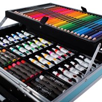 Комплект за рисуване,флумастри,моливи,пастели,бои в метален куфар за деца,художник, снимка 6 - Рисуване и оцветяване - 43466691