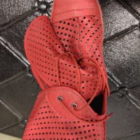 Червени естествена кожа летни ботуши , снимка 9 - Дамски ботуши - 36770499
