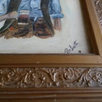 Стара Авторска Английска Картина Подписана, снимка 2 - Антикварни и старинни предмети - 27284935