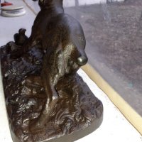 Прекрасна статуетка фигура на ловно куче от чугун, снимка 4 - Антикварни и старинни предмети - 39327978