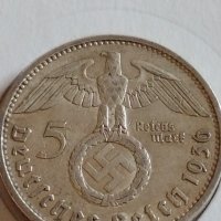 Сребърна монета 5 райхсмарки 1936г. Нацистка Германия Трети Райх с СХВАСТИКА за КОЛЕКЦИЯ 42054, снимка 2 - Нумизматика и бонистика - 43799043
