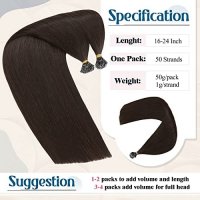  Тъмно кафява удължаваща естествена коса Треса удължения Прическа 50 см, снимка 4 - Аксесоари за коса - 40173423