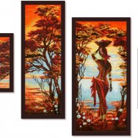 НОВО: гоблен-триптих "АФРИКА" - с ламе,  размери 35*55 см.,  цветове - 40 бр.; 64 лв., снимка 1 - Гоблени - 39564251