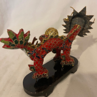Китайски античен червен метален дракон, снимка 9 - Антикварни и старинни предмети - 44909358