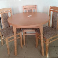 Трапезна маса ф90 см и столове бук, снимка 1 - Маси - 44032007