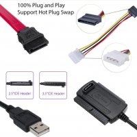 USB Кабел за връзка към диск 2.5"/3.5" SATA/IDE HDD/DVD/SSD + Гаранция, снимка 4 - Кабели и адаптери - 26558109