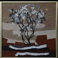 Текстилна картина "Сребърно дърво", снимка 1 - Картини - 43485657