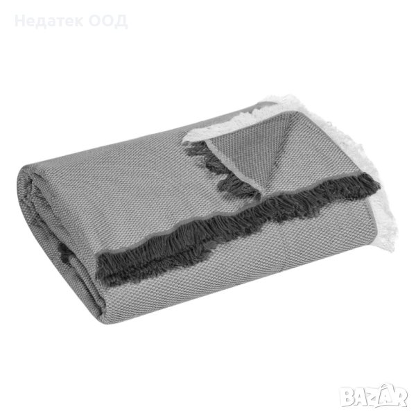 Покривало за легло, Двуцветни ресни, Бял Антрацит, 230x180 см, снимка 1