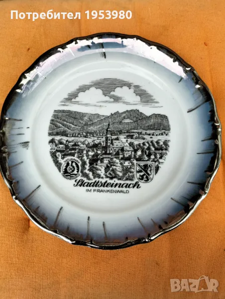 Порцеланова чиния със сребърно покритие, снимка 1