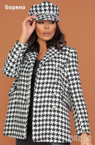 Sara Sweidan палто пепит с шапка комплект, снимка 1