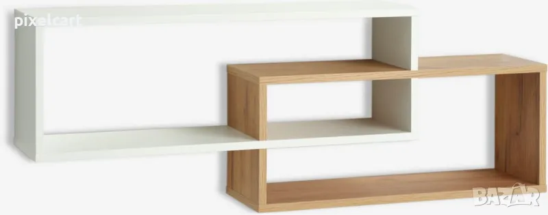 0357 Рафт за стена 2 рафта бяло/цвят дъб, снимка 1