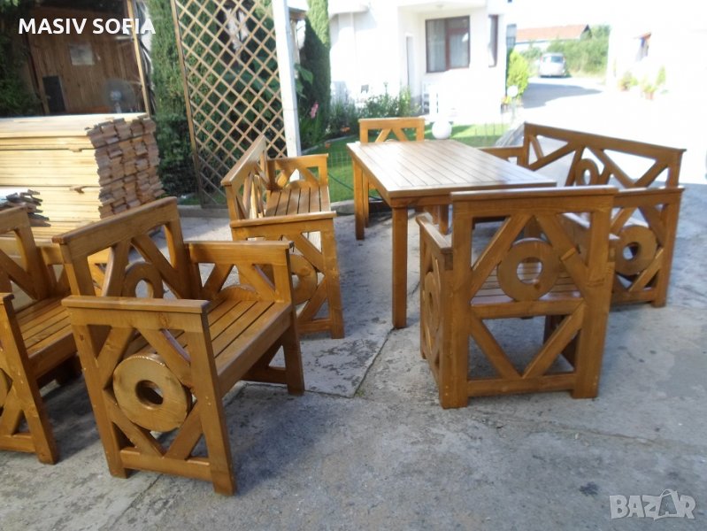 Градински  дървени маси и пейки, снимка 1