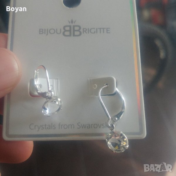 сребърни обици сваровски, снимка 1