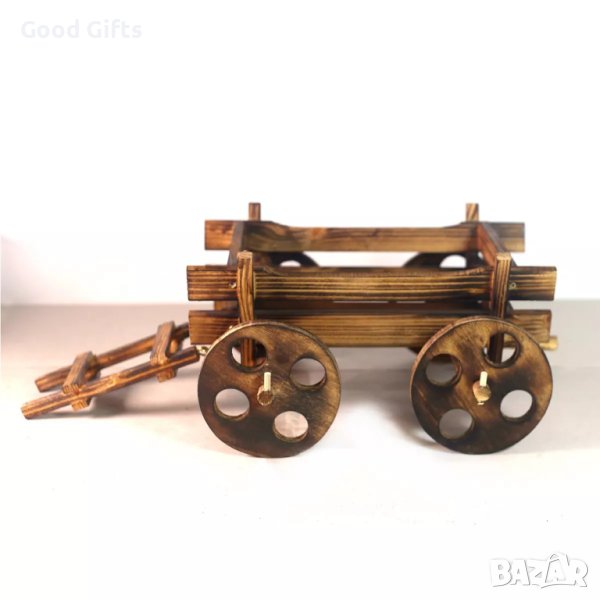 ДЪРВЕНА КАРУЧКА, Декорация за градина, 55см, снимка 1