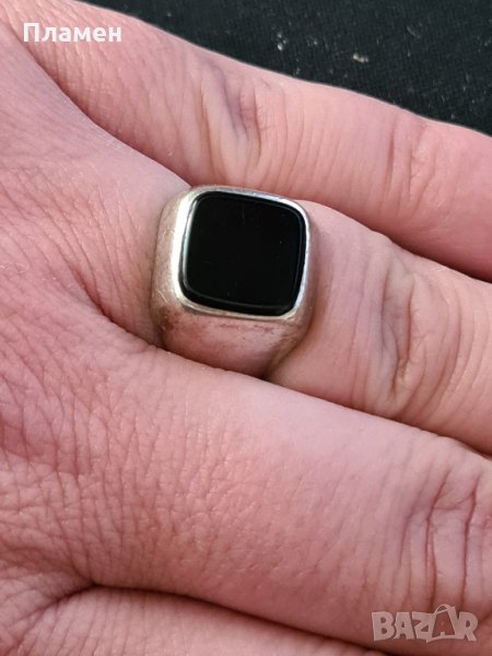 мъжки сребърен пръстен с оникс, снимка 1