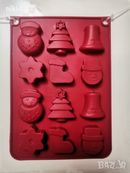 12 Коледни фигурки силиконов молд форма фондан шоколадови бонбони гипс декор, снимка 1