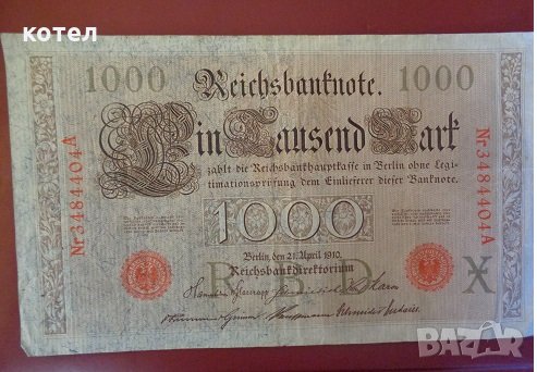 Reichsbanknote Германия 1000 Марк 21 април 1910 г., снимка 1