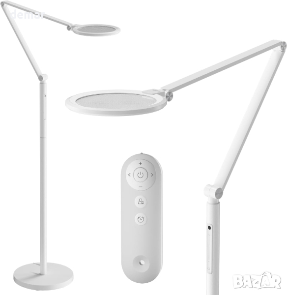 HONEYWELL Подова LED лампа с димер и дистанционно управление, бяла, снимка 1