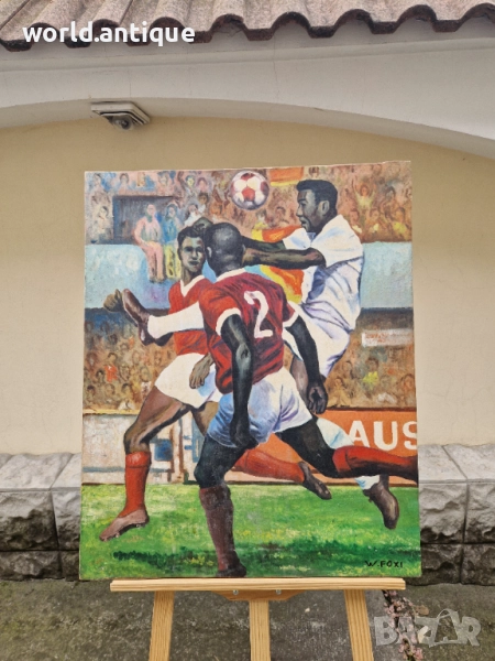 Страхотна антикварна картина масло върху платно , снимка 1