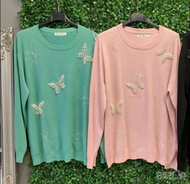 ⭐️Дамски блузи фино машинно плетиво с нежни пеперуди  , снимка 1