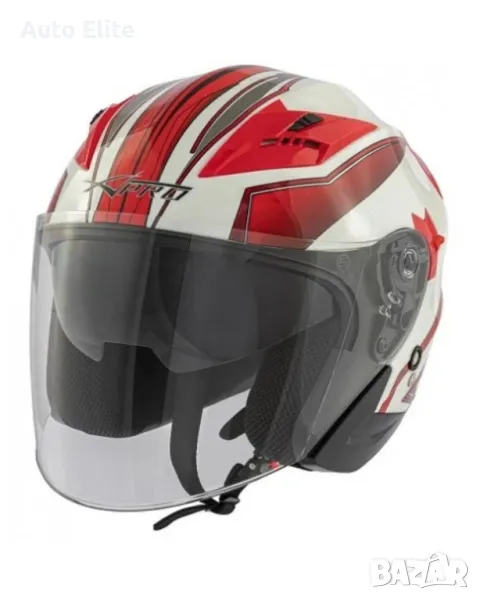 Скутер каска APRO YORK WHITE/RED  38224, снимка 1