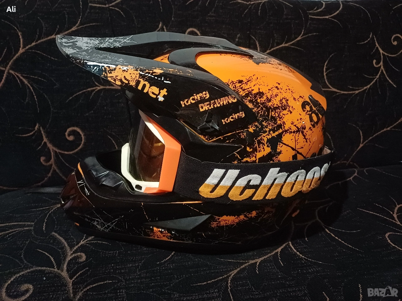 Оранжева кросова каска, снимка 1