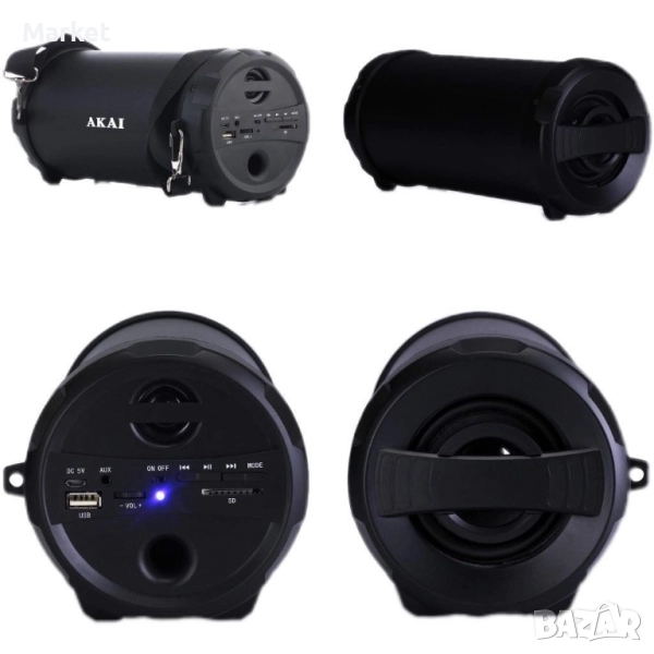 Мощна. Преносима тонколона AKAI ABTS-12C 10W с Bluetooth. LED светлини. USB слот, снимка 1