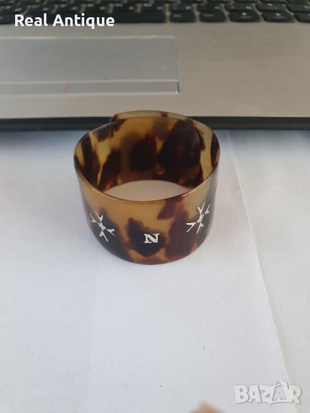 Антикварен пръстен за салфетки от черупка на костенурка набивки , снимка 1