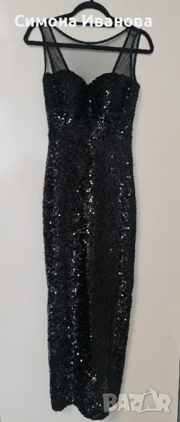 Официална черна рокля Fervente с пайети, снимка 1