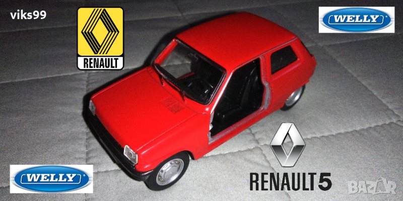 Метална количка Renault 5 1:34-39 - Welly , снимка 1