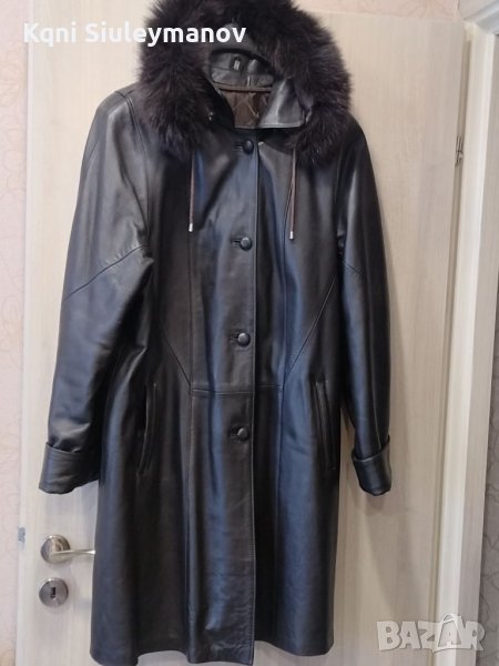 Продавам кожено( естествена кожа)  дълго дамско палто. , снимка 1