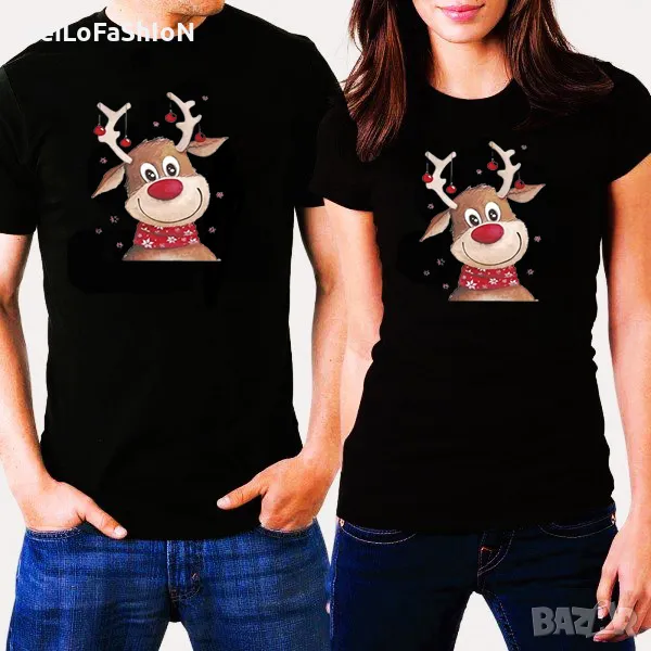 Нови коледни тениски за двойки с Еленче, снимка 1