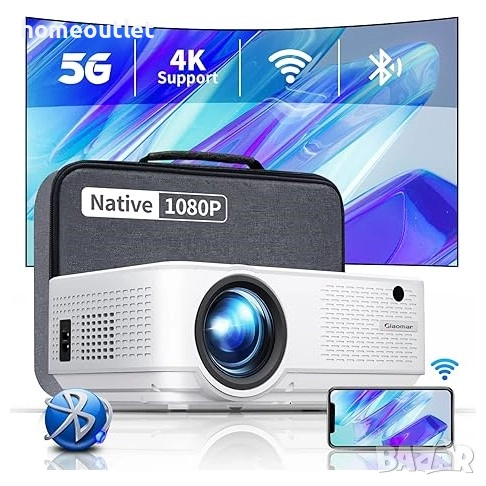 Безжичен мултимедиен проектор – GIAOMAR C9 – 1080P Full HD, 4K, 5.1 Bluetooth, 12000 лумена, снимка 1