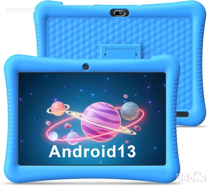 Нов детски таблет 6gb ram до 128gb storage 10.1 инча с Android 14, удароустойчив калъф за деца ..., снимка 1
