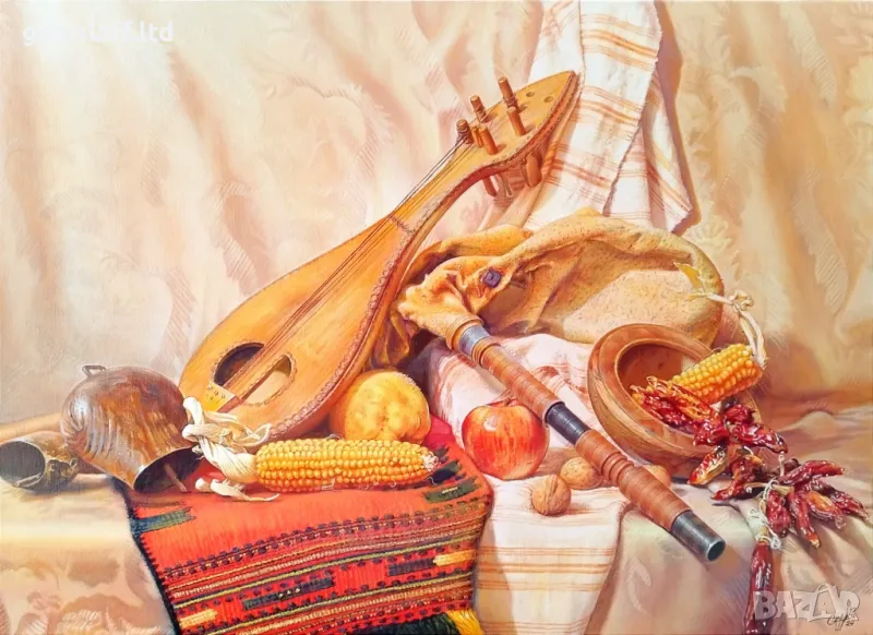 Картина "Бъдни вечер", худ. Г. Янчев-Графа, снимка 1