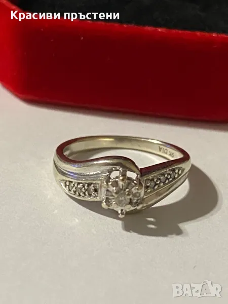 Стилен златен пръстен с 7 диаманта – 9 кр, 3.2 гр, снимка 1