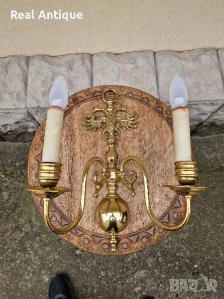 Чифт страхотни антикварни бронзови аплици за стена , снимка 1