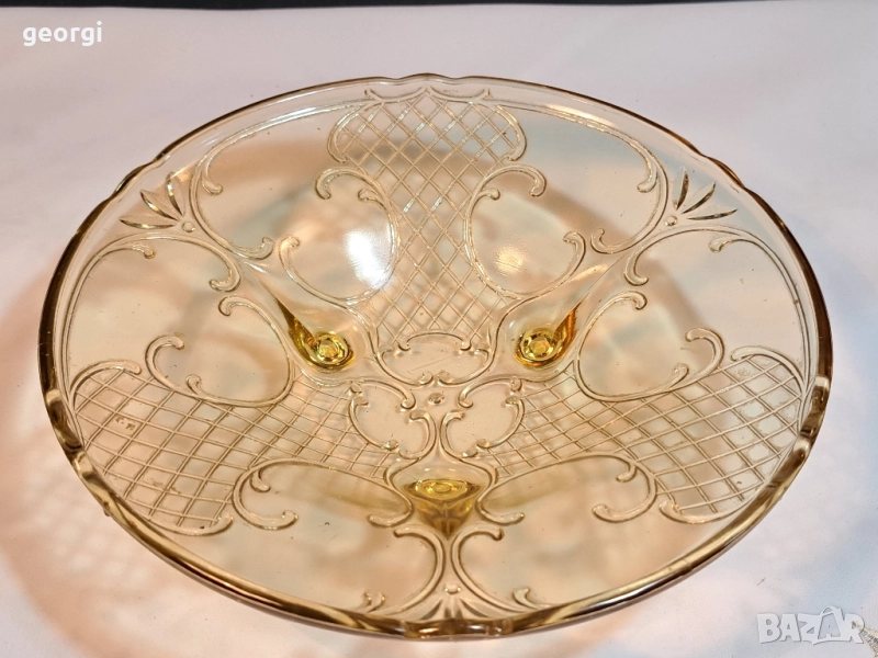 немска стъклена фруктиера от цветно стъкло 28/6, снимка 1