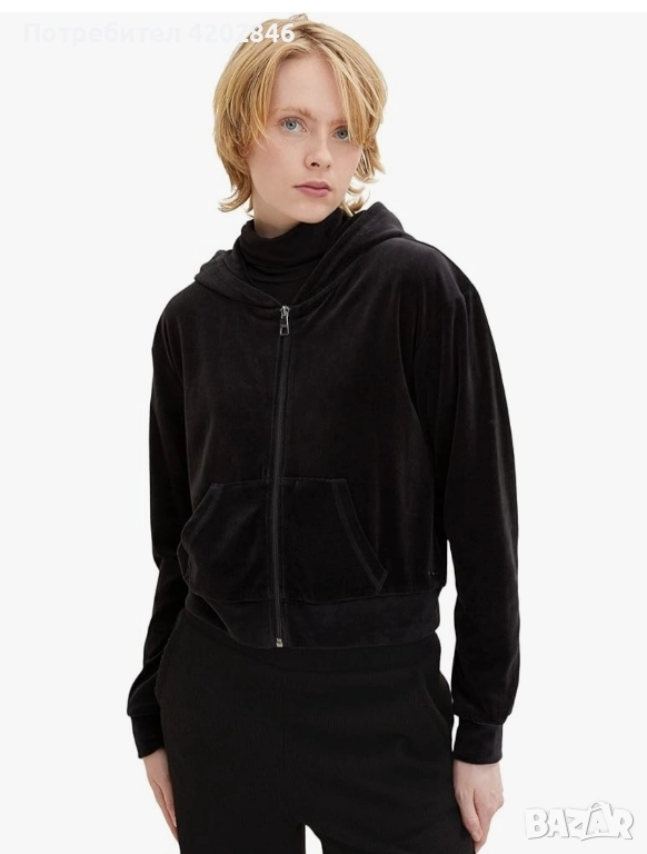 Намалена цена 25 лв. Tom Tailor Denim Women's Velour Hoodie Sweat Jacket , снимка 1