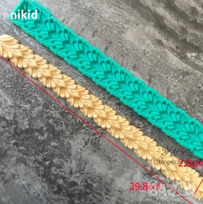 дълъг кант цветя намушкан овес силиконов молд форма декорация торта фондан шоколад дантела борд, снимка 1