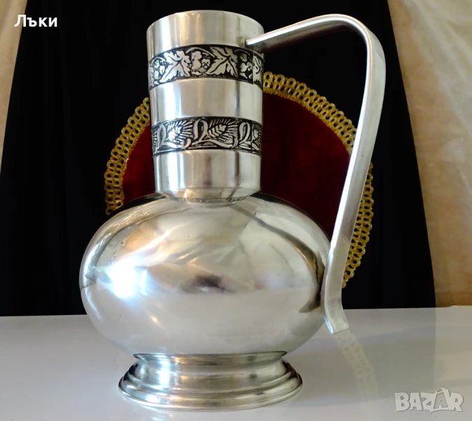 Кана от калай,калаена кана,хмел,житен клас,1.5 литра. , снимка 1