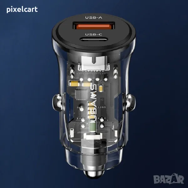 PD fast charge 30W зарядно за кола Usams C32, снимка 1